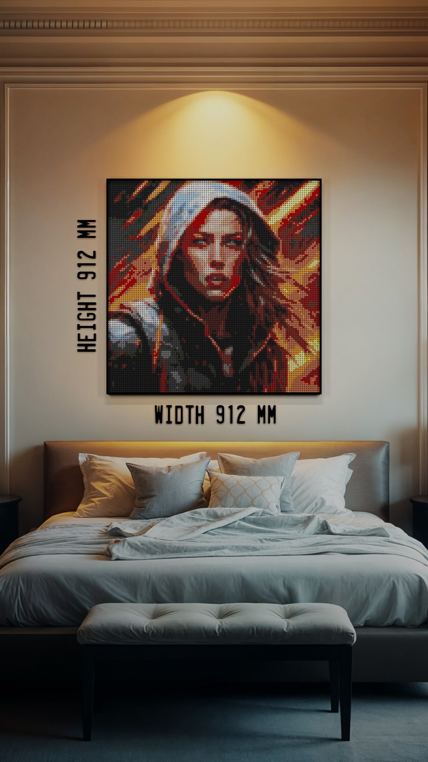 Leona Hellfire LEGO® Style mosaic pixel art design for display